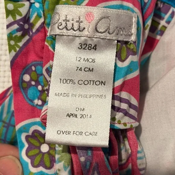 Petit Ami Bright Pink Multicolor Paisley Smocked Dress w Bloomers‎ 12M EUC - Picture 6 of 6